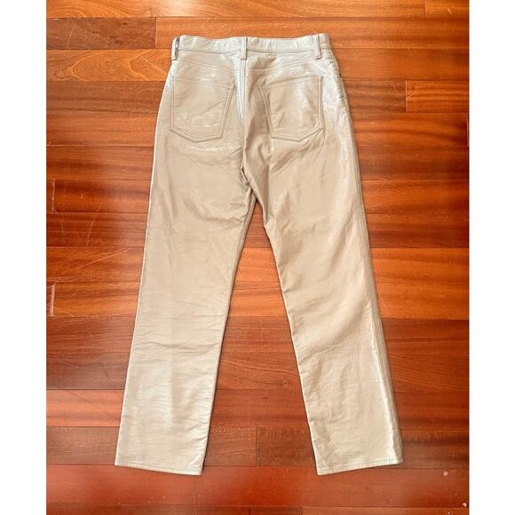 AGOLDE Recycled Leather 90s Pinch Waist Pants Quail Patent W28 Style A164-1351 - Picture 5 of 12